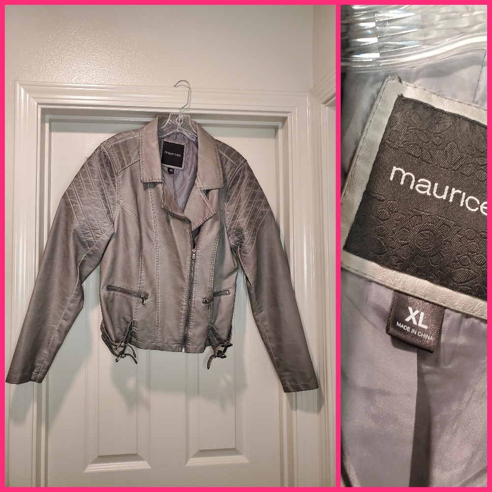 Grey faux leather jacket